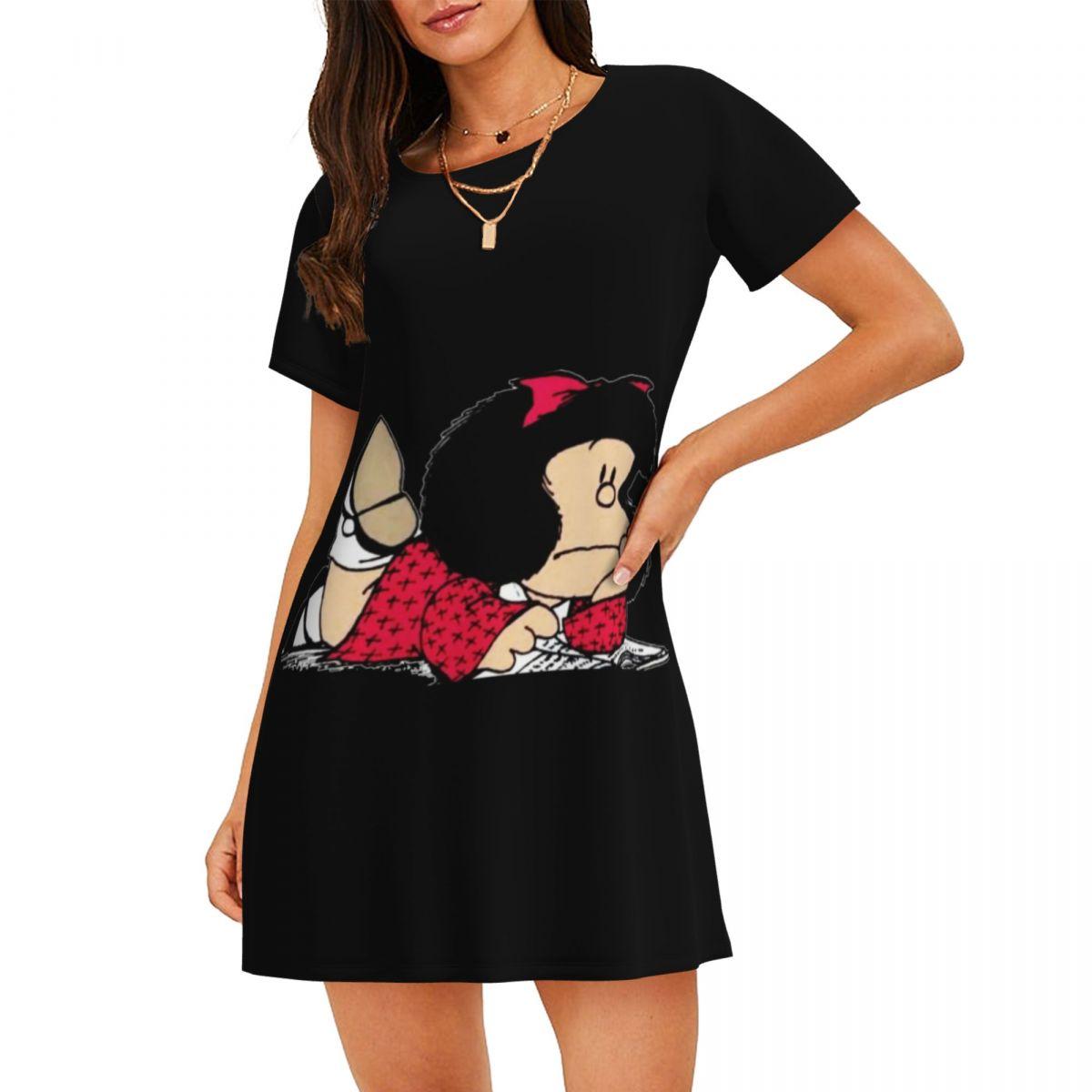 Люблю тебя Аниме Мультфильм Короткий Рукав Платье Женское Летнее Оверсайз Круглый Вырез Модное Свободное Повседневное Платье 8XL