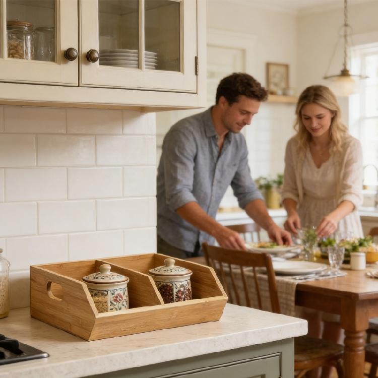 Permanent Wooden Kitchen Storage Solution For Herbs Seasonings And Vegetables