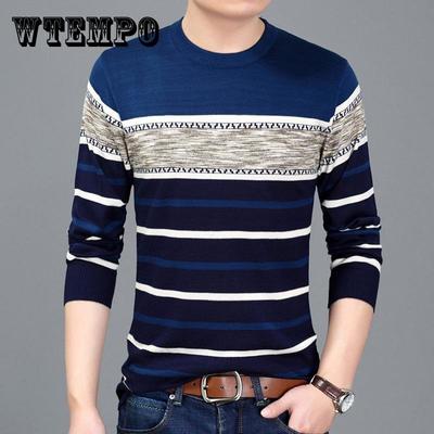 Pullover da uomo maglione caldo a maniche lunghe girocollo pullover a righe camicia morbida e confortevole