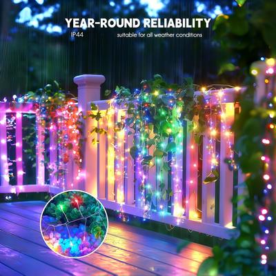 Solar-Powered LED Fairy Light Firecracker String Lights Firefly Lamp for DIY Wreath Bonsai Indoor Outdoor Christmas Garden Decor