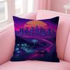 Neon Night City Landscape 80S Cyberpunk Car Cushion Cover 30X50 Polyester Sofa Cushions Throw Pillow Home Decoration Pillowcover