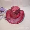 Lace New Gold Silk Western Cowboy Hat Women's Stage Woolen Hat Top Hat Men's and Women's Party Holiday Hat