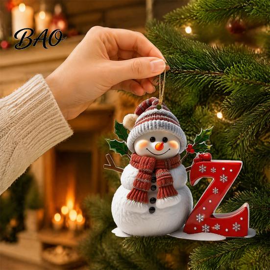 Acrylic Holiday Keepsake Gifts 2D Snowman Christmas Ornaments, Personalized Letter Ornaments for Tree, Unique Souvenirs Initial Ornament, Ornament DIY