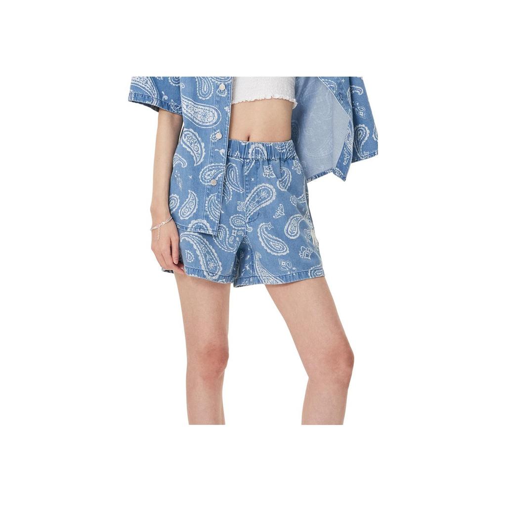 New MLB Denim Shorts Women's Light Sky Blue 3FDPI0133