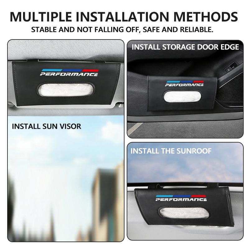 BBKK9 Car Tissue Box Sun Visor Type Block Hanging Napkin Holder Paper Rack For BMW M M2 M3 M4 M5 M6 E46 E90 E60 F30 E39 X1 X3 X4 X5