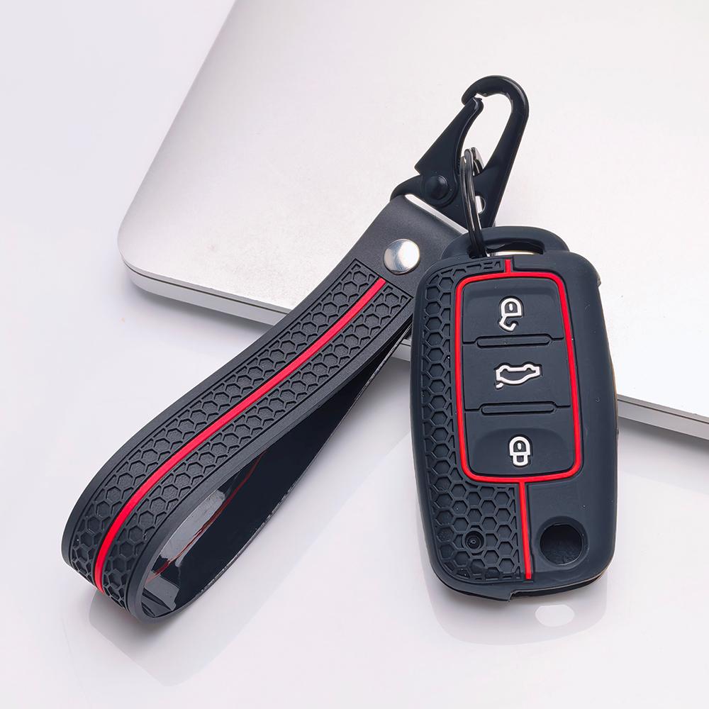Key Fob Cover for Volkswagen Golf Polo Passat Tiguan Jetta Octavia Mk7 Mk6 B7 B8 with Keychain Anti-Scratch Guard Shockproof Protection