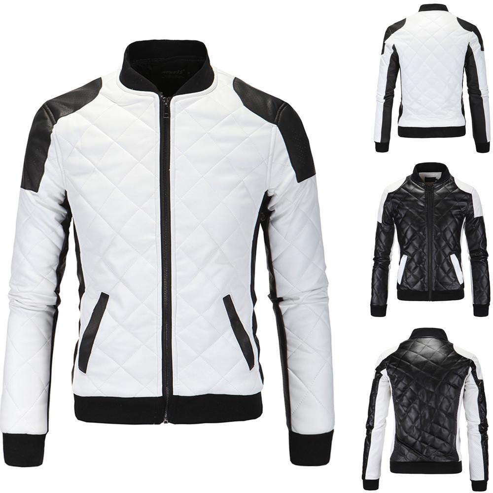 2016 Autumn/Winter Men's European Stand-up Collar Motorcycle Leather Jacket Plus Size Fashion.