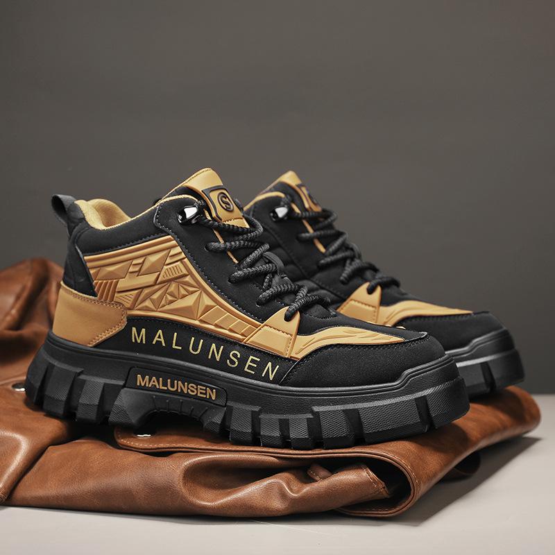 New Men's Sneakers High Top Fashionable Trendy Thick Bottom Increased Height Soft Bottom Running Shoes Zapatos Para Hombres