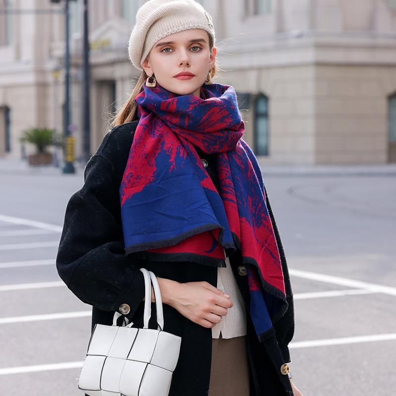 Winter Knitted Thick Women Scarf Tie-dyed Design Cashmere Shawls Lady Warm Wrap Short Tassel Scarves