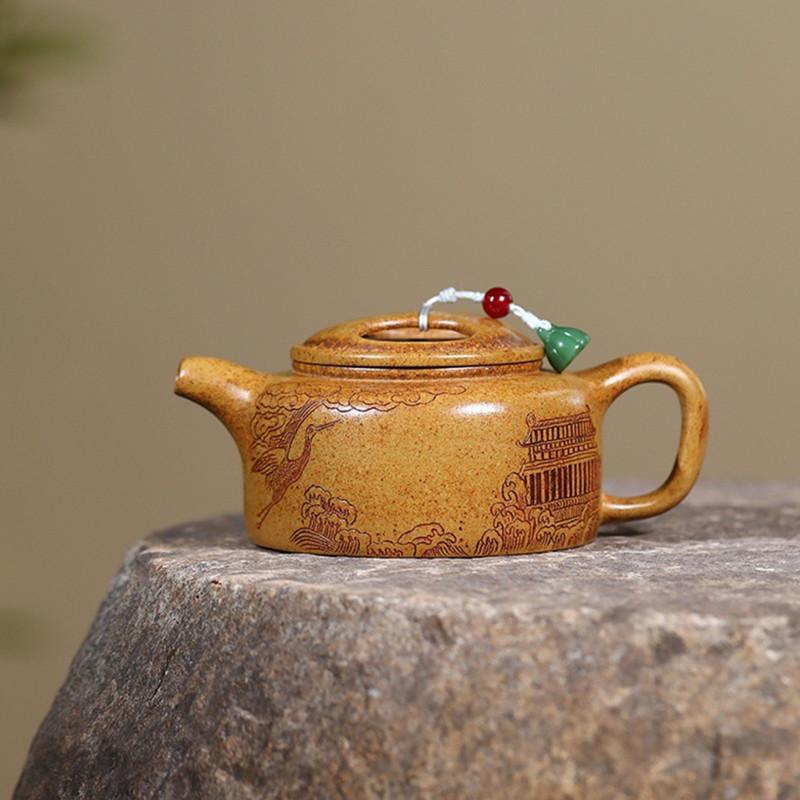 

Китайский Исинский Фиолетовый Глиняный Чайник Ручной Работы с Летающим Журавлем Традиционный Бытовой Красивый Чайник Из Сырой Руды Цзыша Чайный Набор 210 мл