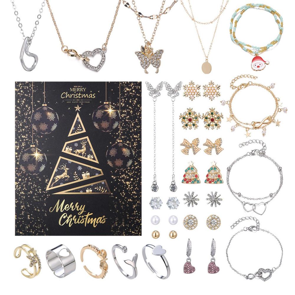 Jewelry Advent Calendars Adults Women Bracelet Necklace Countdown Calendar 24 Days Advent Calendars 2024 Christmas Parties Rings