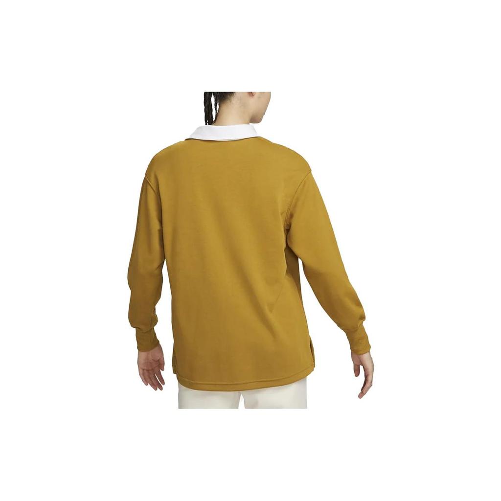 Nike Sportswear Essential Color Block Polo Casual Loose Long Sleeve T-Shirt Women Tops Bronze FB8721-716
