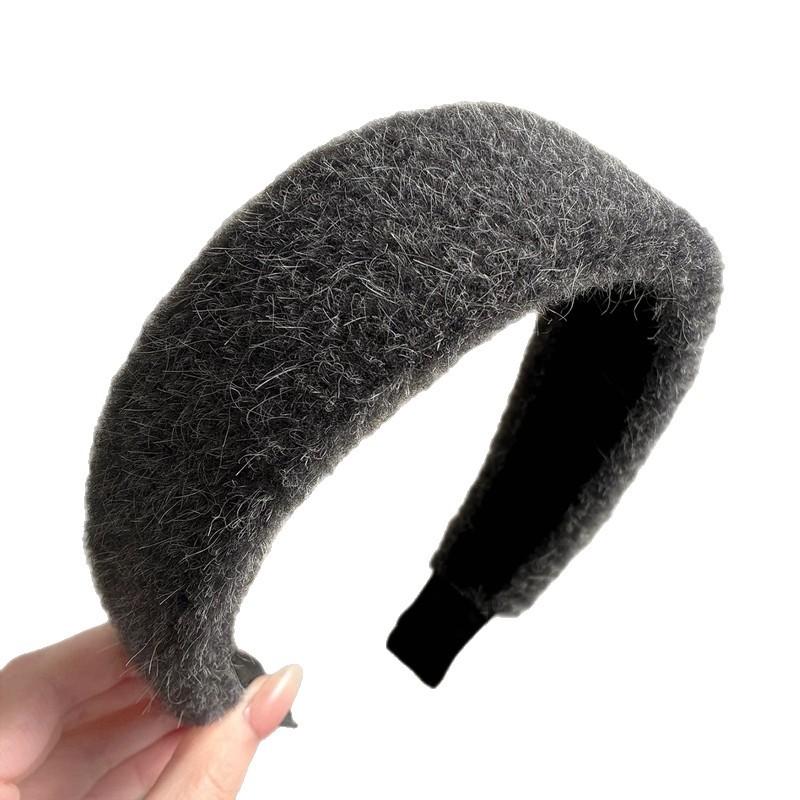Grauer Ton fauler Retro-Plüsch breiter Kopfbügel modischer Temperament-Kopfbügel hochwertiger Haar-Twister