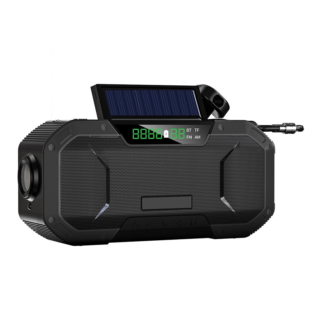 

5000mAh Multifunctional Hand Radio Solar Crank Bluetooth Speaker AM/FM Weather Radio Use Emergency Flashlight Power Bank Charger чорний