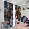 2pcs,2D Plane Printing Pattern Curtains Cute Snowman Christmas Tree_e Polyester Fabric (without Rod) Home Decor Use for Living