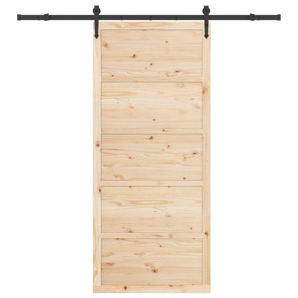 Sliding Barn Door Natural 100 X 208 Cm Solid Pine Wood