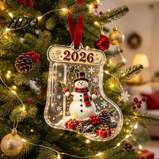 Christmas Present for Friends Stocking Money Holder Tree 2D Acrylic Sock Shaped Cash Gift Ornament Hanging Xmas Stuffers Holiday Party Favors Tree