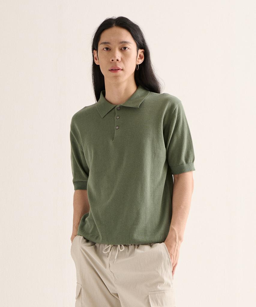 ANALOG MOOD Linen Cooling Polo Shirt (Green)