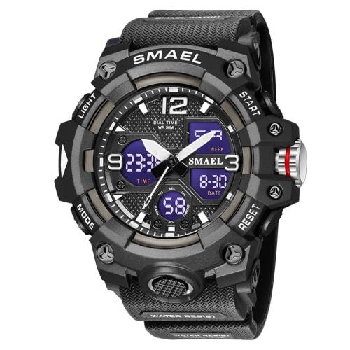 

Men s and Women s Watch, Analog-Digital Dual Display Waterproof Watch, Multi-Function Military Sports Luminous Chronograph, Black