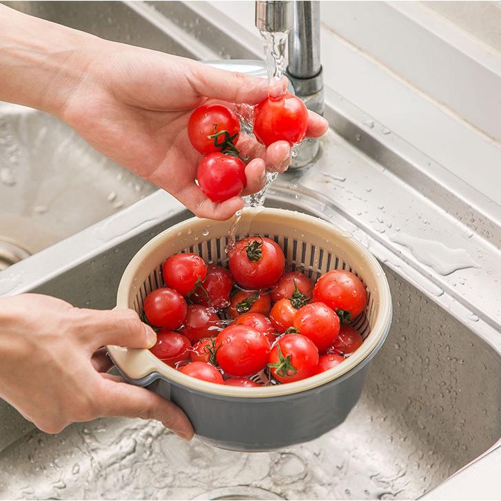 Zwei-Schichten-Gemüsewaschkorb: Dickes, hohles Siebdesign für Küchenspülen - Ideal zum Waschen von Brokkoli und Muscheln.