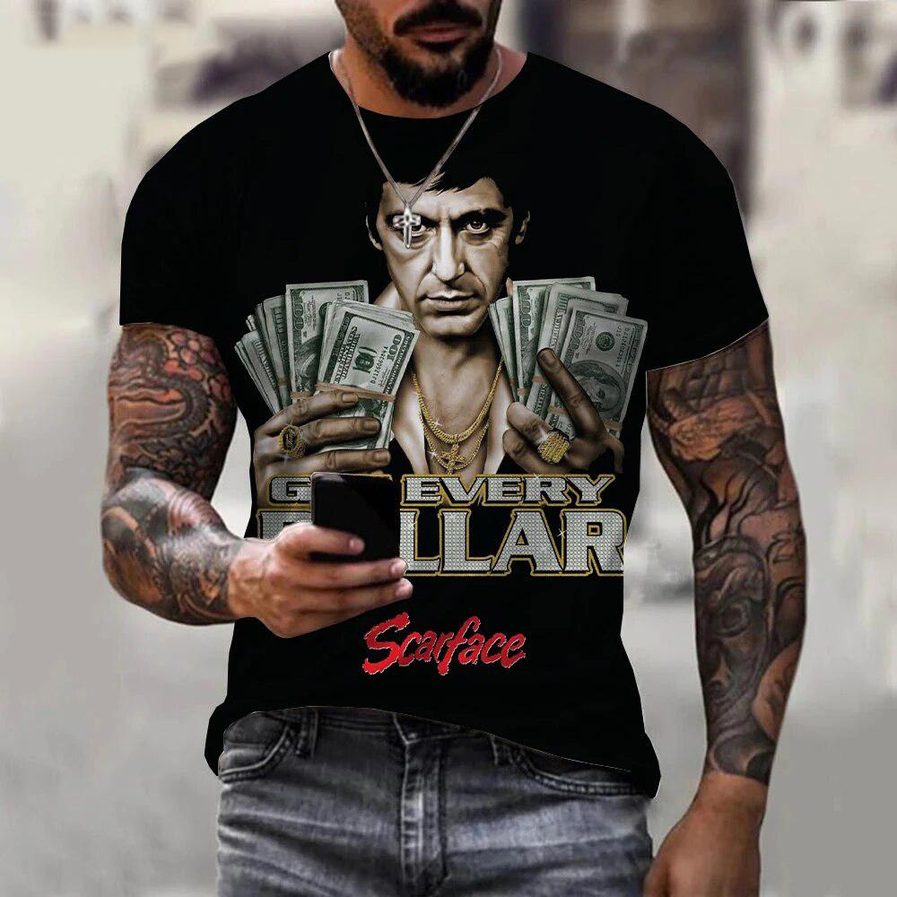 ETST 009 Scarface Klassieke Film 3D Print Sport Sneldrogend Ademend Heren T-shirt Buiten Straat Harajuku Casual Mode Fan Korte Mouw M