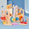 Kids Wooden Tool Bench Set Montessori Workbench Repair Tools STEM Educational Toy Pretend Play Develop Hands-on Fine Motor Skill