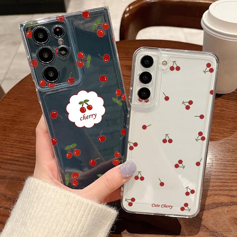 Red Cherry Fruits Case For Samsung Galaxy S26 Ultra S25 FE S24 S23 S22 A54 A15 A35 A55 A16 A36 A56 A17 A37 A57 5G Soft Cover