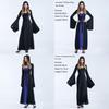 Enchanting Women Gothic Hooded Witch Wizard Dress With Flared Sleeves And Lace Up Design