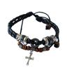 Braided Wrap Leather Bracelets for Men Vintage Charm Beads Wristband Rope Bracelet