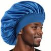 Men's Elastic & Silky Satin Bonnet Cap, Wide Edge Comfortable Sleep Hat for Daily Style & Hair Care