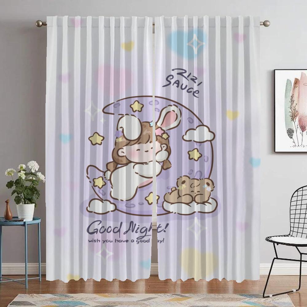 

Cute Girls Partition Blackout Curtain for Room 2 Panel Elegant Room Curtains Shades Tulle for Bedroom Home Interior Curtains W50xH70cmx2pcs-CL