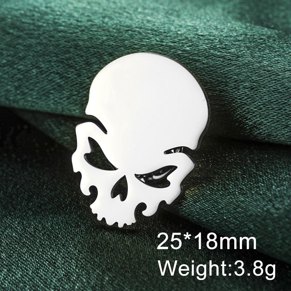 Dawapara Gothic Skull Brooches Pin for Halloween Men Women Skeleton Macabre Spooky Pin Symbol Stainless Steel Jewelry