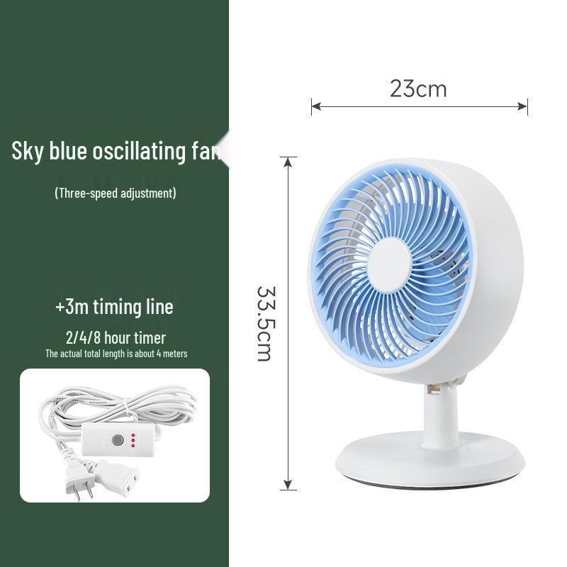 Compact Soundless Electric Desktop Fan with Large Airflow and Oscillating Head