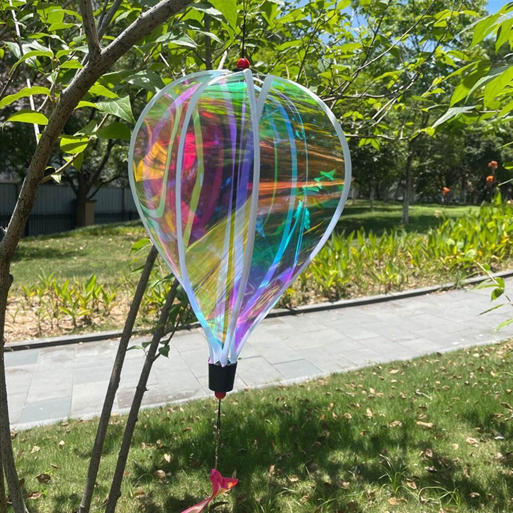 Giant Size Hot Air Balloon Plastic Material Color-changing Film Wind Spinner Striped Tie Dye Rainbow Colors Rotating Windmill