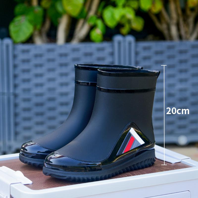 

New bundle fashion men s and women s rain boots short tube non-slip short tube velvet outdoor work warm waterproof rain shoes 36