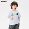 M.Latin Kinder Color-Block Kragen 3D Grafik Kurzarm T-Shirt