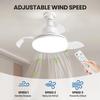 LED Ceiling Fan Light E27 Screw Invisible Fan Light with Remote Control Mute Timming Function 3-Speeds Wind Free Extension Pole