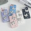 The new model is suitable for iPhone16ProMax mobile phone case, pearlescent rhinestone butterfly 15promax, Apple 14pro12.