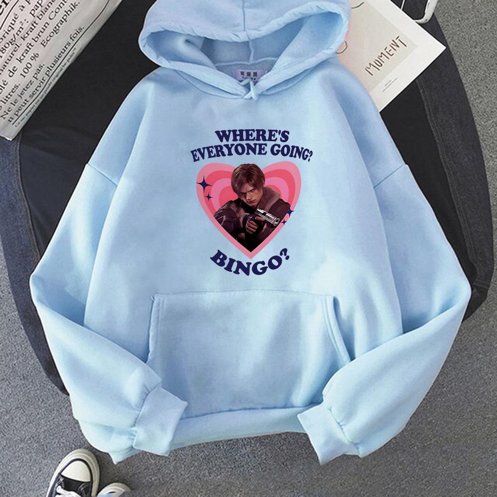 Leon Kennedy Where's Everyone Going? Bingo? Hoodies Leon Kennedy High Street Sweatshirt Casual Clothes Unisex Pullover