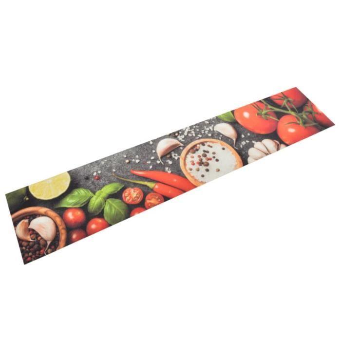 VidaXL Tapis de cuisine lavable impression légumes 60x300 cm velours 136539