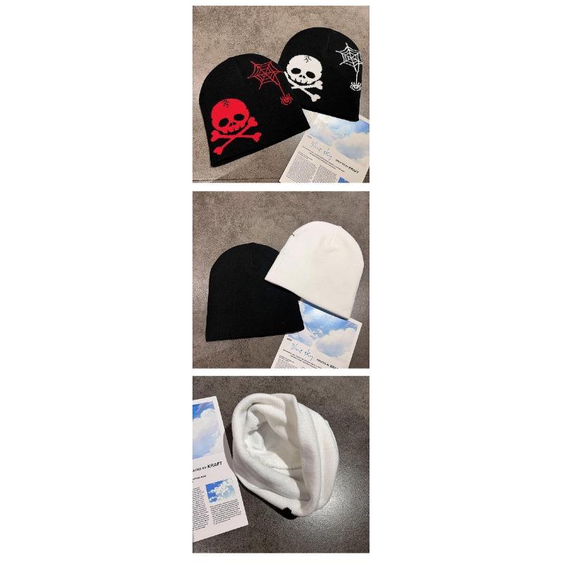 Halloween-themed skull wool knitted hat, autumn and winter couples trendy pullover hat, knitted ear protector cold hat