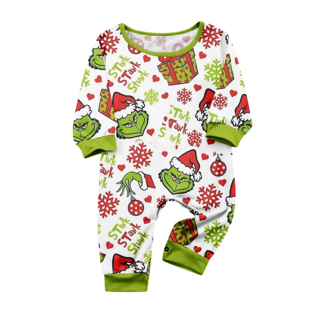 Christmas Print Cute Family Set Pajamas, Home Clothes, Family Set Long Sleeve Top Pants Set