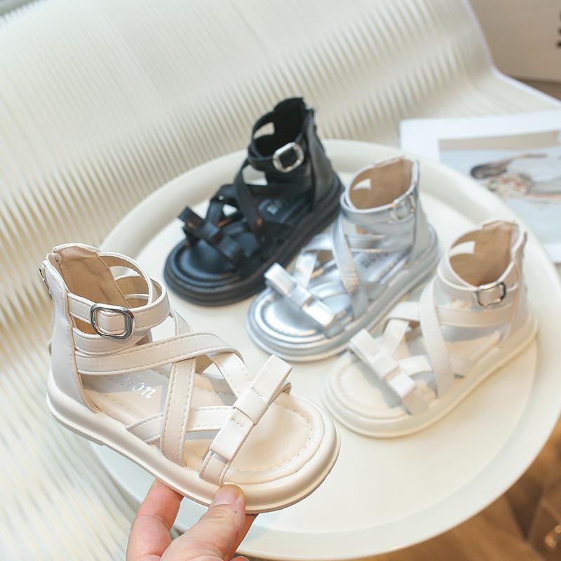 New Sandals Summer Fashion Soft Soled Girls' Shoe Anti Slip Comfort Simple Kid Shoe Temperament Retro Lightweight Roman Shoes