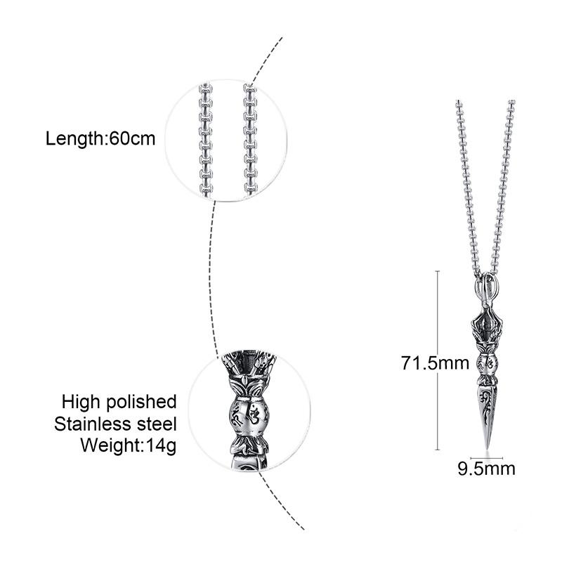 Vnox Colliers de Protection Bouddhiste Tibétain en Acier Inoxydable Punk pour Hommes, Pendentif Amulette Saint Patron Bijoux de Prière