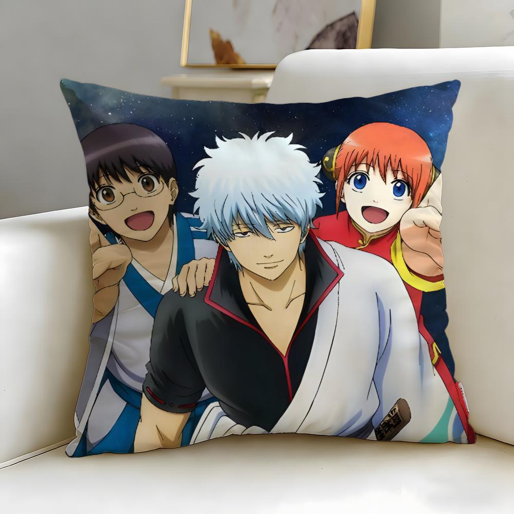 classic anime Gintama Cushion Cover Soft  EasyWash Pillow Case  Versatile for Couch Bed Travel and Office