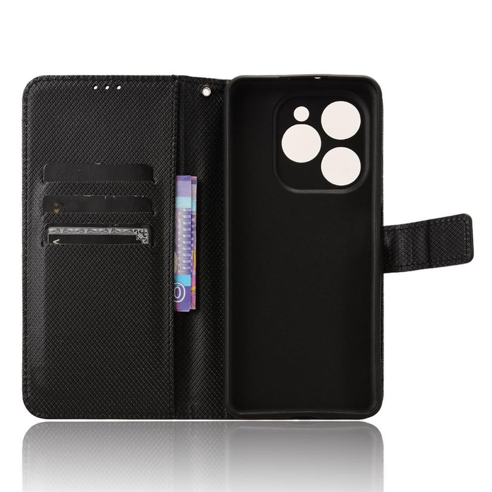 For TECNO Spark 20 Pro 5G/KJ8 Phone Stand Case Diamond Texture PU Leather Cover Wallet
