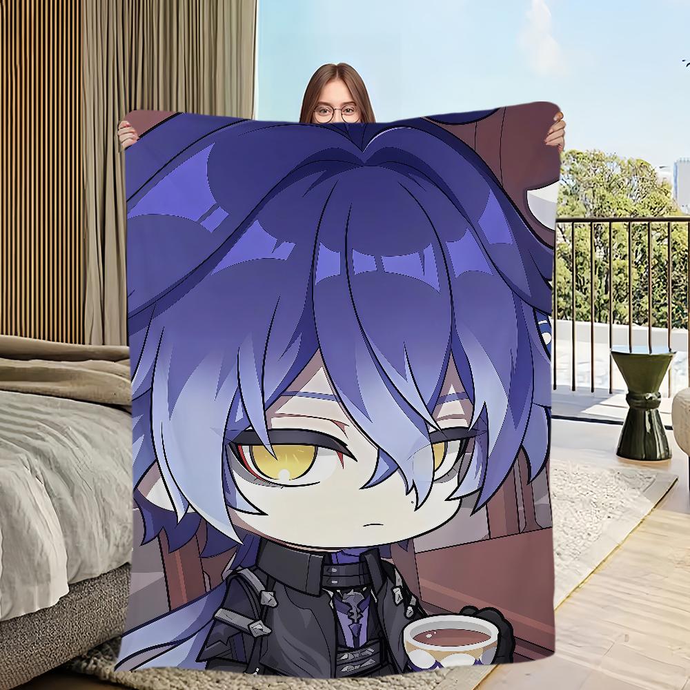 Flins Genshin Impact Fanart Muskeldecke Flanell warme weiche Plüschdecke für Sofa Wohnzimmer Zuhause Schlafzimmer Reise Geschenk Heim