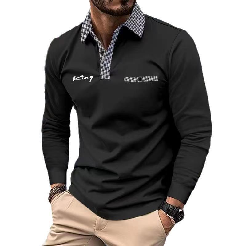 Pánské golfové polo tričko na jaro a podzim, business ležérní móda, pánské polo tričko s dlouhým rukávem