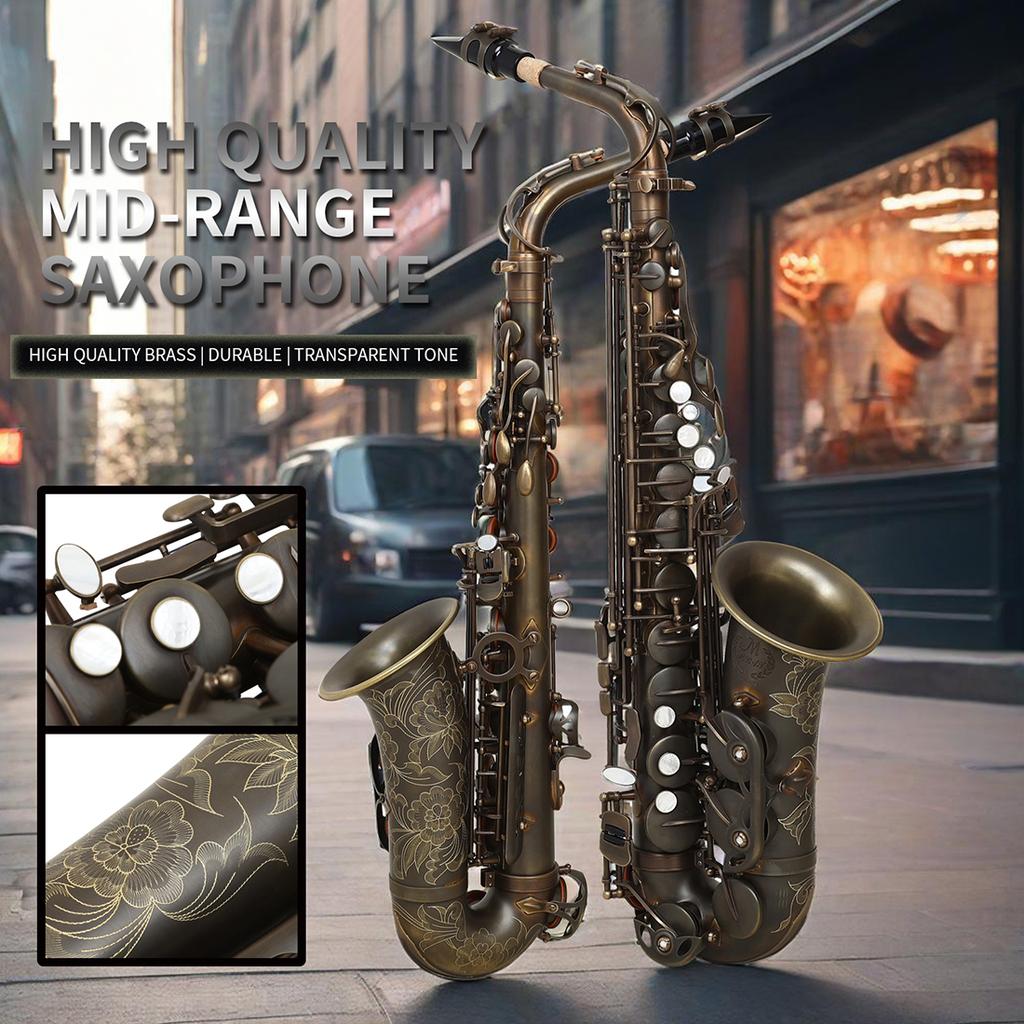 M MBAT Alto Saxophone E Flat Premium Antique Brass Body Alto Saxophone Set Pro Woodwind Instruments with Case Sax Accessories