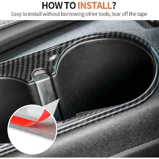 RT-TCZ for Chevy Camaro Carbon Fiber Cup Holder Trim Cover for Chevrolet Camaro 2017 2018 2019 2020 2021 2022 2023 Carbon Fiber Interior Accessories